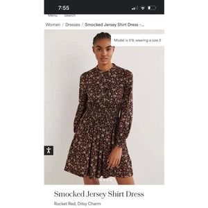 Smocked Jersey Shirt Dress